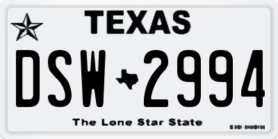 TX license plate DSW2994
