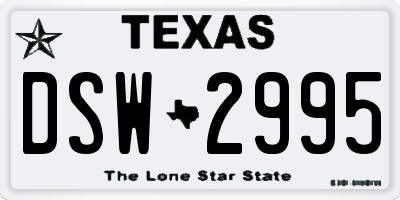 TX license plate DSW2995