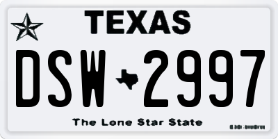 TX license plate DSW2997