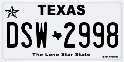 TX license plate DSW2998
