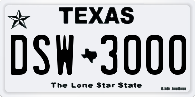 TX license plate DSW3000