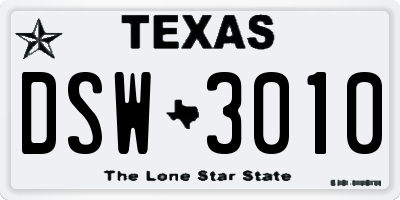 TX license plate DSW3010