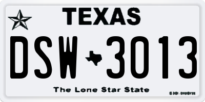 TX license plate DSW3013