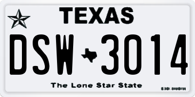 TX license plate DSW3014