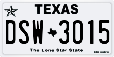 TX license plate DSW3015