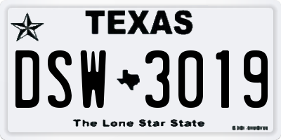 TX license plate DSW3019