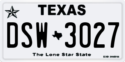 TX license plate DSW3027