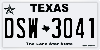 TX license plate DSW3041