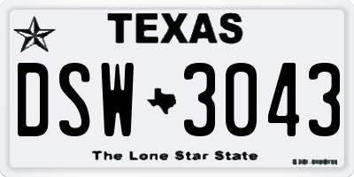 TX license plate DSW3043