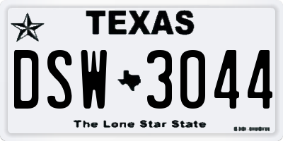 TX license plate DSW3044