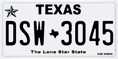 TX license plate DSW3045