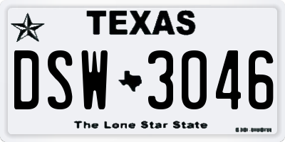 TX license plate DSW3046