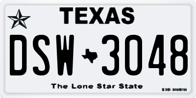 TX license plate DSW3048
