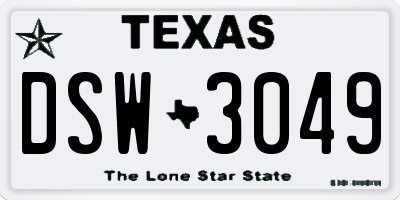 TX license plate DSW3049