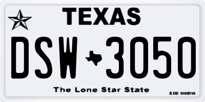 TX license plate DSW3050