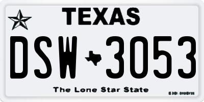 TX license plate DSW3053