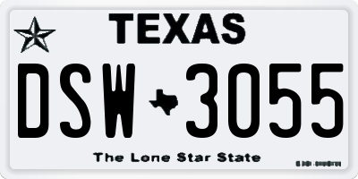 TX license plate DSW3055