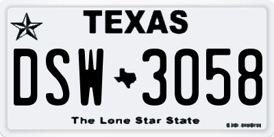 TX license plate DSW3058