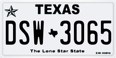 TX license plate DSW3065