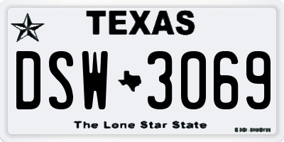 TX license plate DSW3069