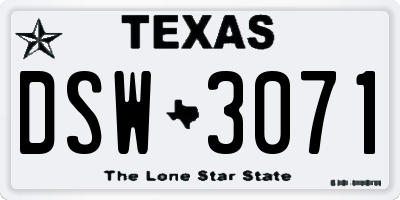 TX license plate DSW3071