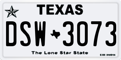 TX license plate DSW3073
