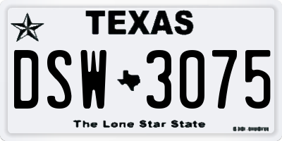TX license plate DSW3075