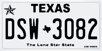 TX license plate DSW3082