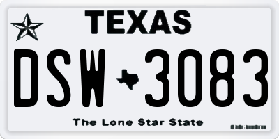 TX license plate DSW3083