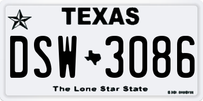 TX license plate DSW3086