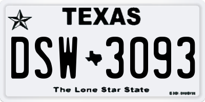 TX license plate DSW3093