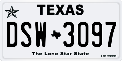 TX license plate DSW3097
