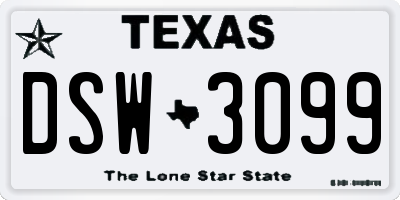 TX license plate DSW3099