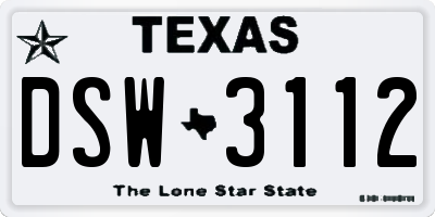 TX license plate DSW3112