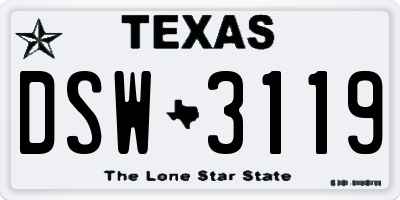 TX license plate DSW3119