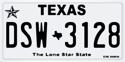 TX license plate DSW3128