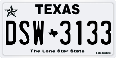 TX license plate DSW3133