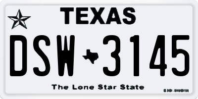 TX license plate DSW3145