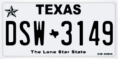 TX license plate DSW3149