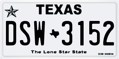 TX license plate DSW3152