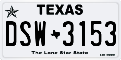 TX license plate DSW3153