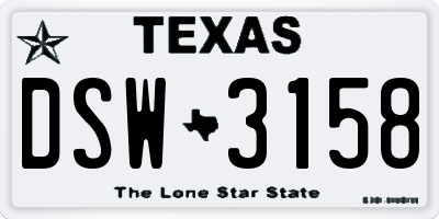 TX license plate DSW3158
