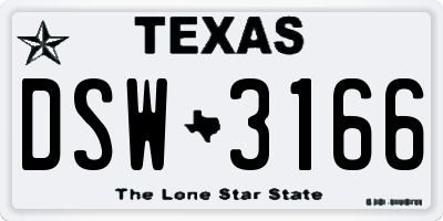 TX license plate DSW3166