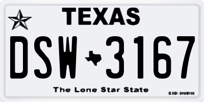 TX license plate DSW3167