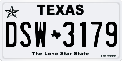 TX license plate DSW3179