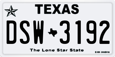 TX license plate DSW3192