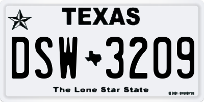 TX license plate DSW3209