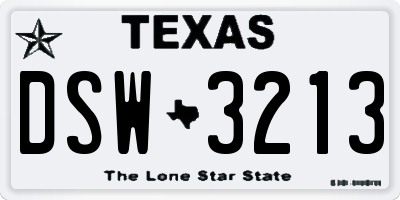 TX license plate DSW3213