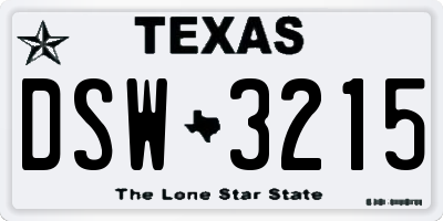 TX license plate DSW3215