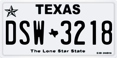 TX license plate DSW3218